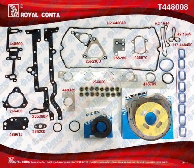 ROYAL T448008 Motor Takim Contasi (Alt/Ust Full) Reinz Keceli - S.K.C Haric Transit V184 2.4tdci 01>06 V347 2.4tdci 06>12 (A.Ceker)